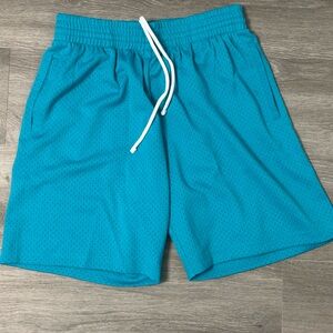 Mitchell & Ness Teal Blue Athletic Shorts with Elastic Waistband - Size Medium